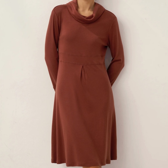 Tencel Wool Draped Neck Stretch Midi Dress KIRA - Picture 8 of 8